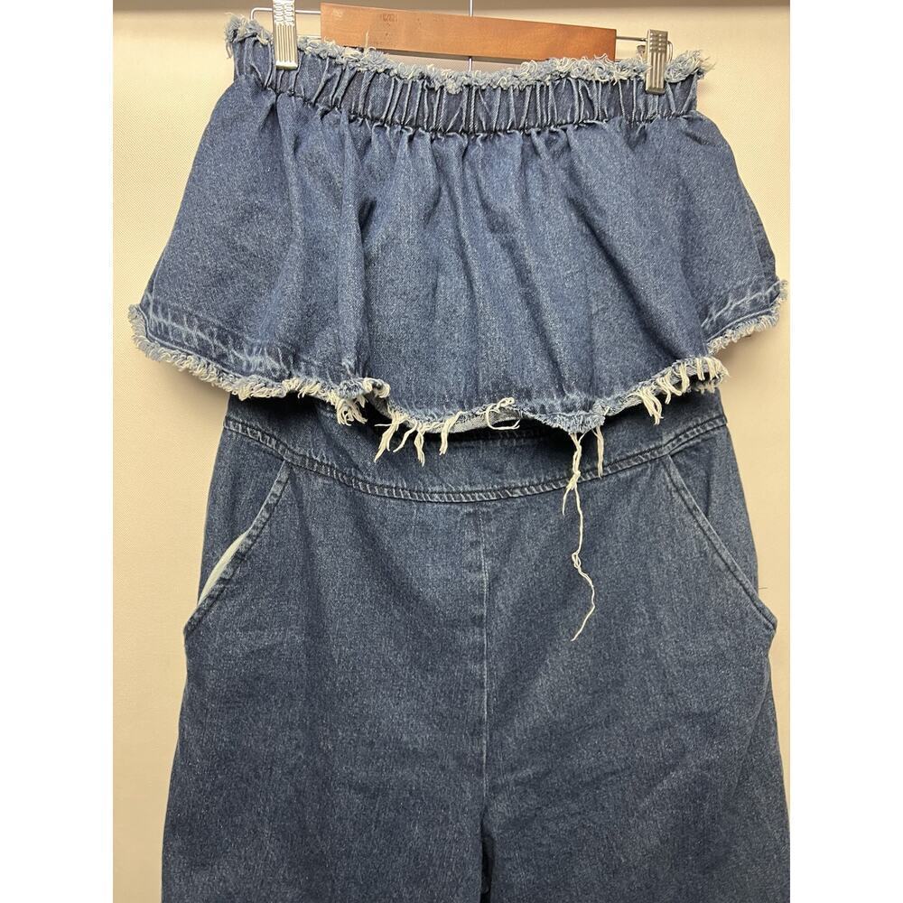 Anthropologie Hei Hei Jumpsuit Size Large Denim wide leg Blue Boho Festival - Picture 4 of 13